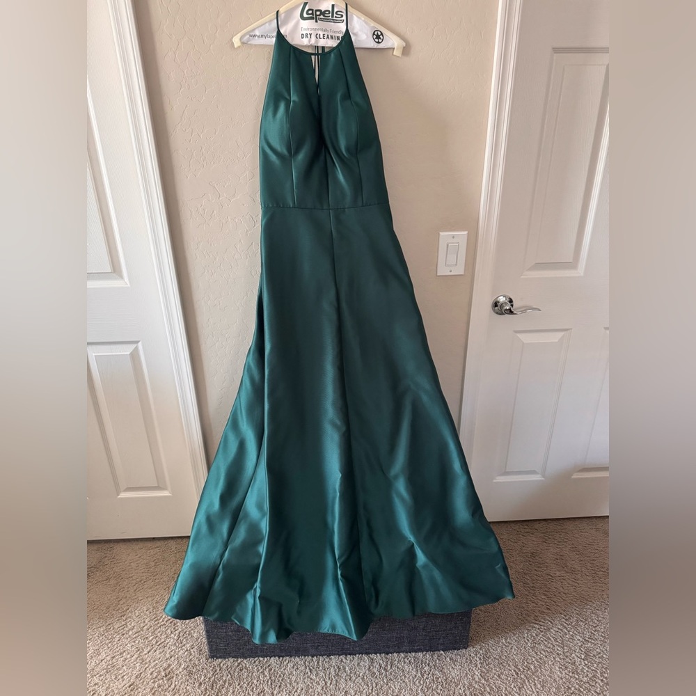 Abella Bella Bridesmaid Emerald Green Halter Gown